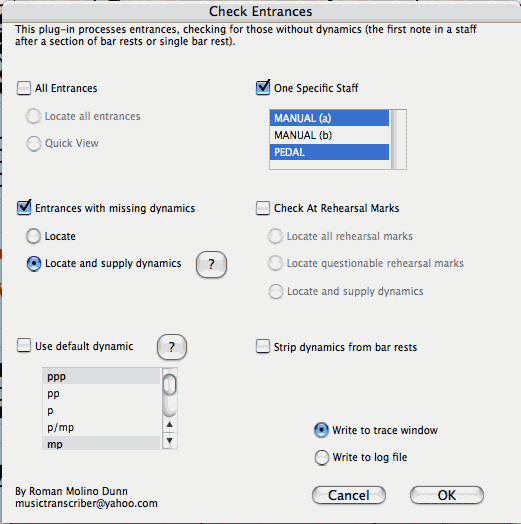 Sibelius Check Entrances