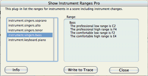 Show Instrument Ranges